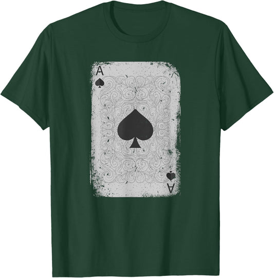 Vintage Distressed Ace of Spades Poker Playing Card Art T-Shirt - T-Shirt | Forest