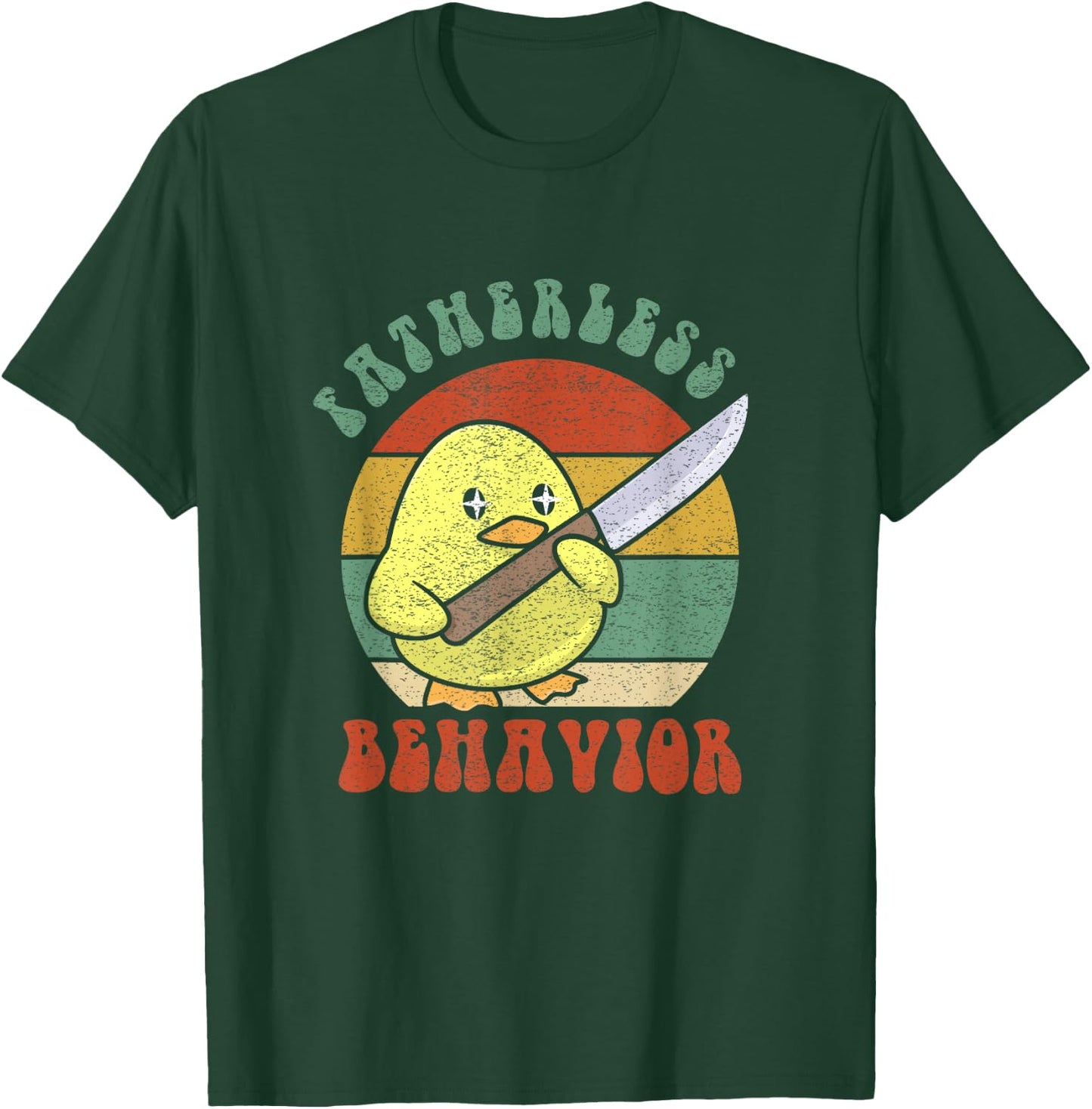 Fatherless Behavior Knife Duck Cute Design Vintage Retro T-Shirt - T-Shirt | Forest