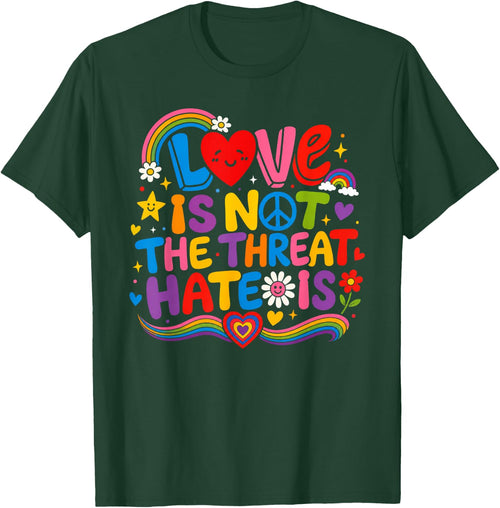Love is Not The Threat Hate is Rainbow LGBTQ Pride