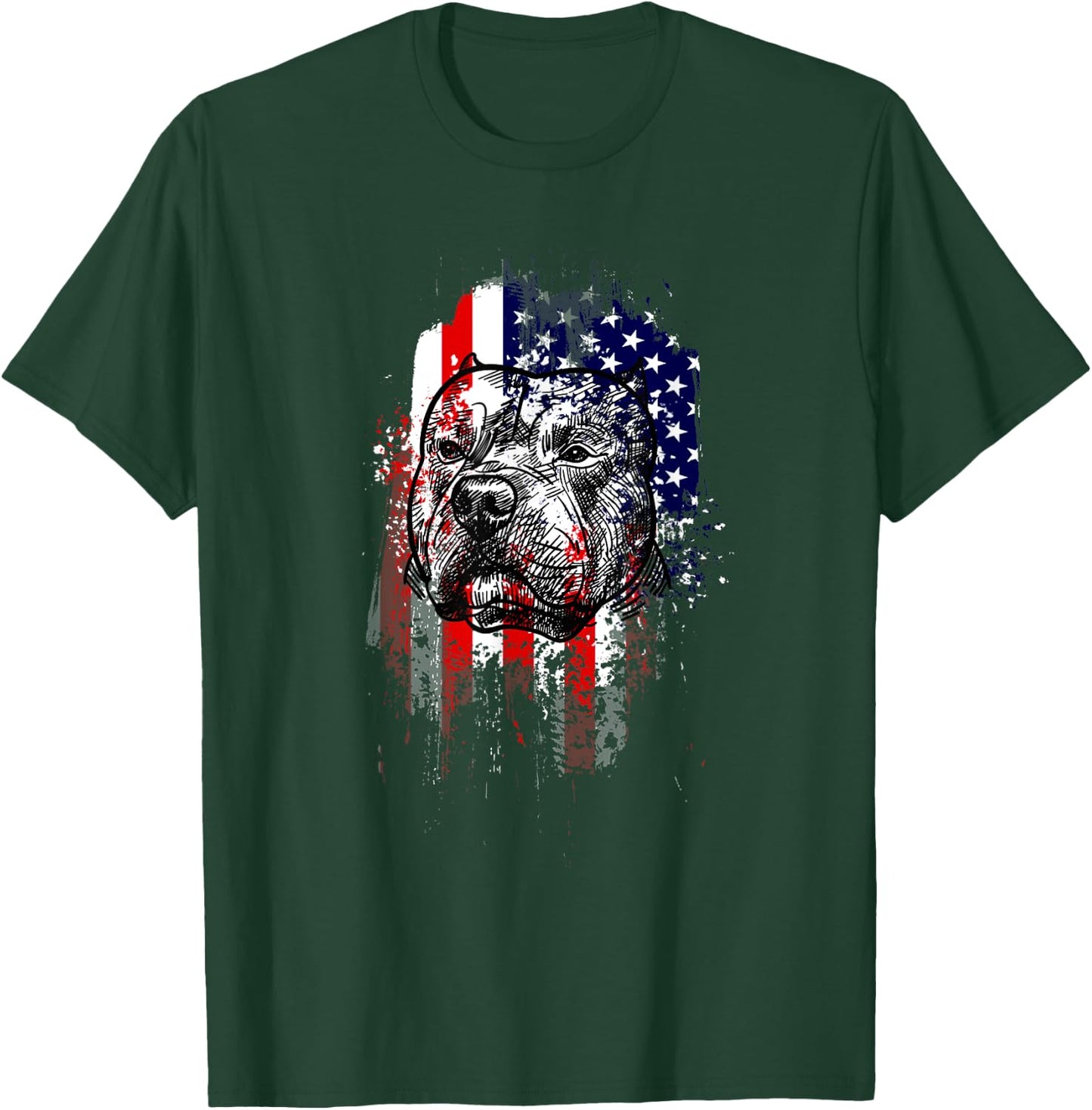 Pitbull Patriotic Men T-Shirt - T-Shirt | Forest