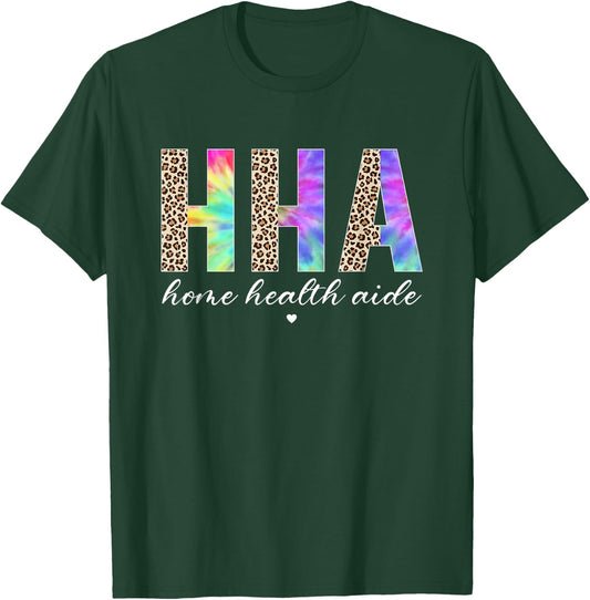 HHA Home Health Aide Healthcare Appreciation Leopard Tie Dye T-Shirt - T-Shirt | Forest