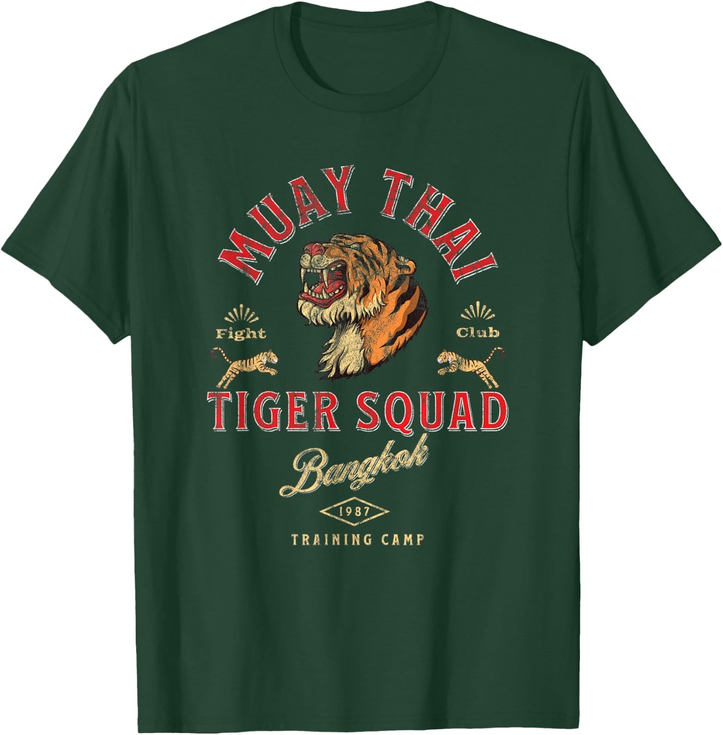 Muay Thai Tiger Squad Bangkok Retro Vintage T-Shirt - T-Shirt | Forest