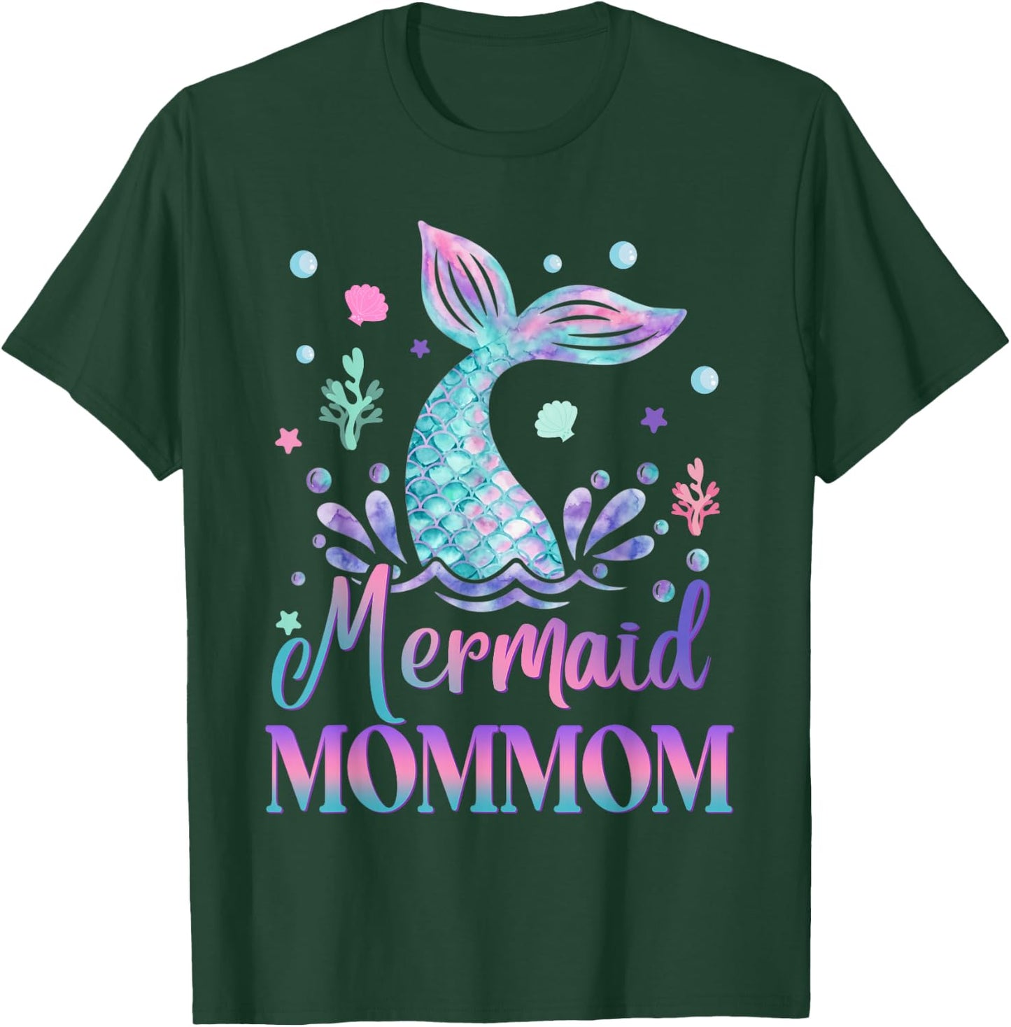 Birthday Mermaid Mommom Matching Family Bday Party T-Shirt - T-Shirt | Forest