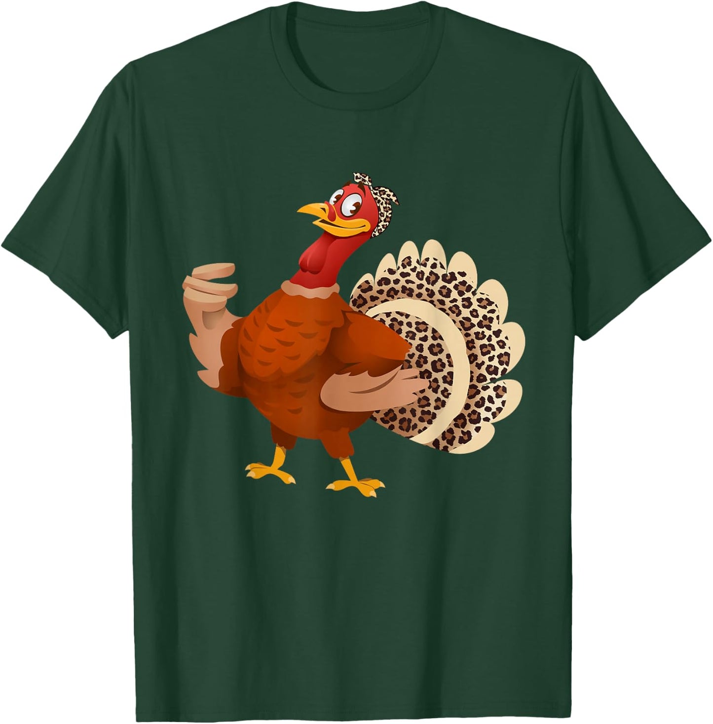 Funny Thanksgiving Turkey Leopard Print Autumn Fall T-Shirt - T-Shirt | Forest