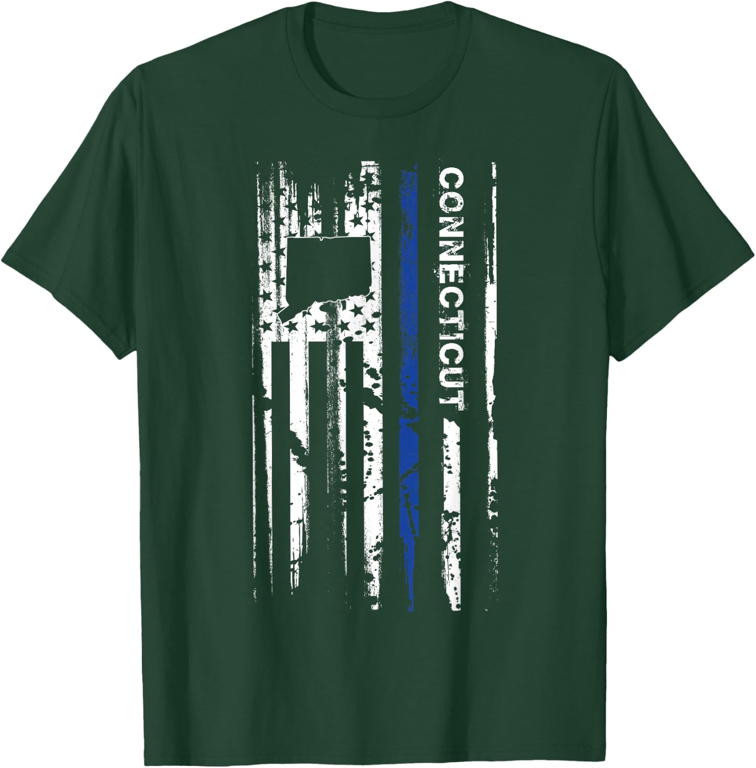 Connecticut Cop Thin Blue Line LEO Police American Flag T-Shirt - T-Shirt | Forest
