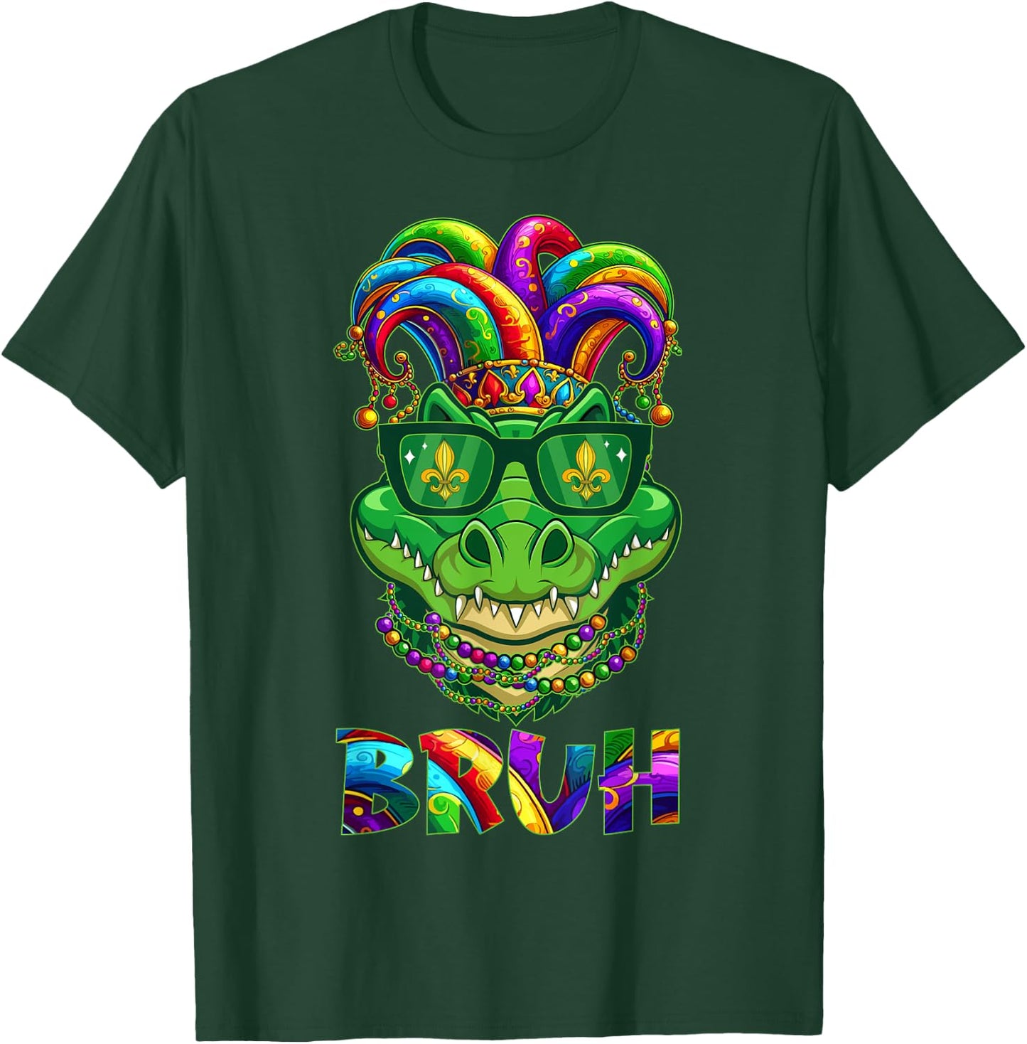 Funny Alligator Bruh Mardi Gras Costume Teens Boys Kids T-Shirt - T-Shirt | Forest