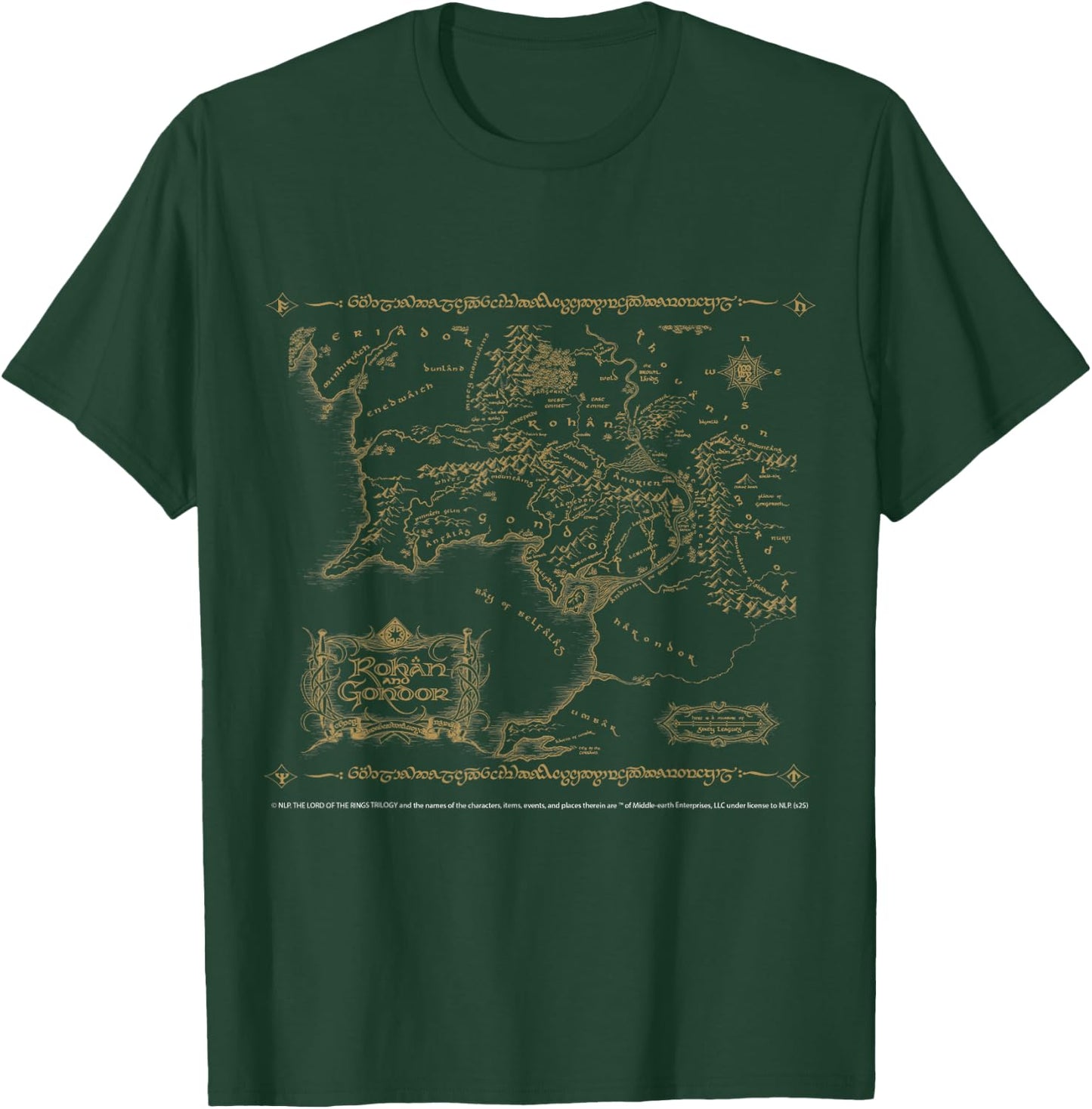 Map of Rohan and Gondor Middle Earth Adventure T-Shirt - T-Shirt | Forest