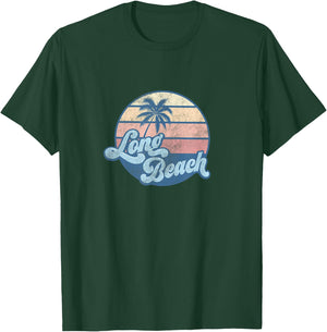 Long Beach California CA T Shirt Vintage 70s Surfer Women Girls Kids T-Shirt - T-Shirt | Forest
