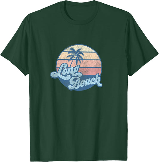 Long Beach California CA T Shirt Vintage 70s Surfer Women Girls Kids T-Shirt - T-Shirt | Forest
