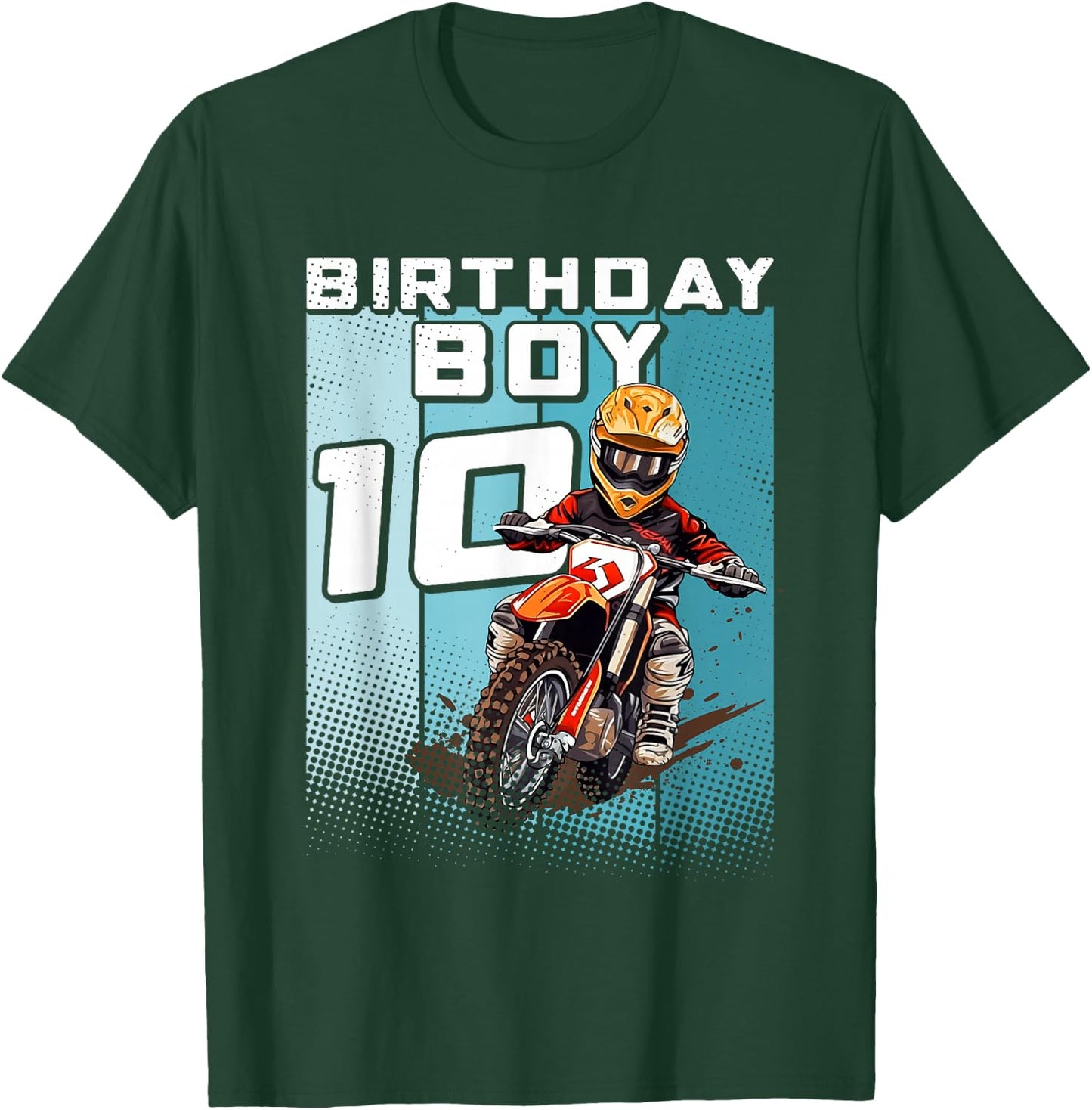 Bday 10 Dirt Bike Geburtstag Junge 10 Motocross MX 10. Geburtstag T-Shirt - T-Shirt | Forest