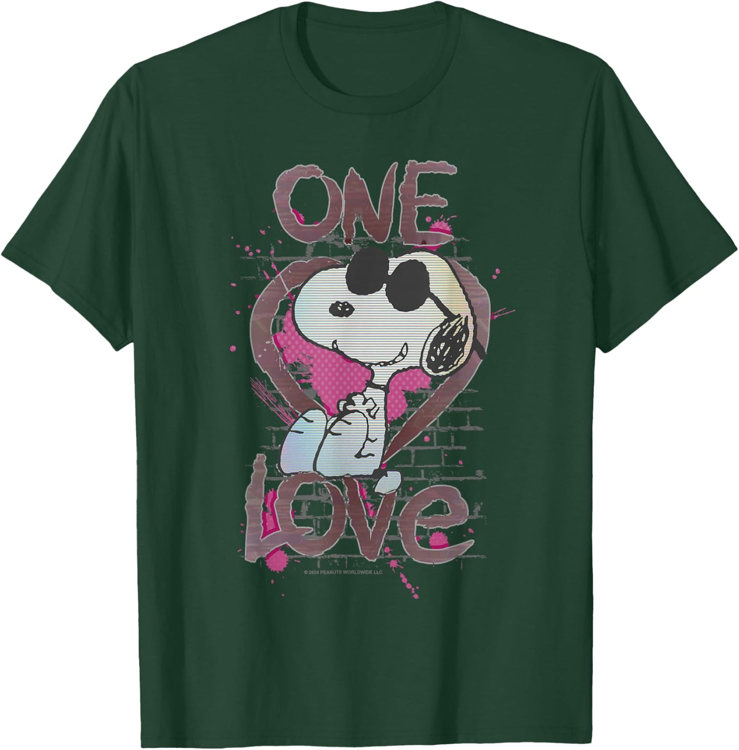 Peanuts Snoopy Joe Cool One Love Glitch Vintage Valentine's Day T-Shirt - T-Shirt | Forest