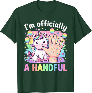 Unicorn Girls Officially A Handful 5th Birthday T-Shirt - T-Shirt | Forest