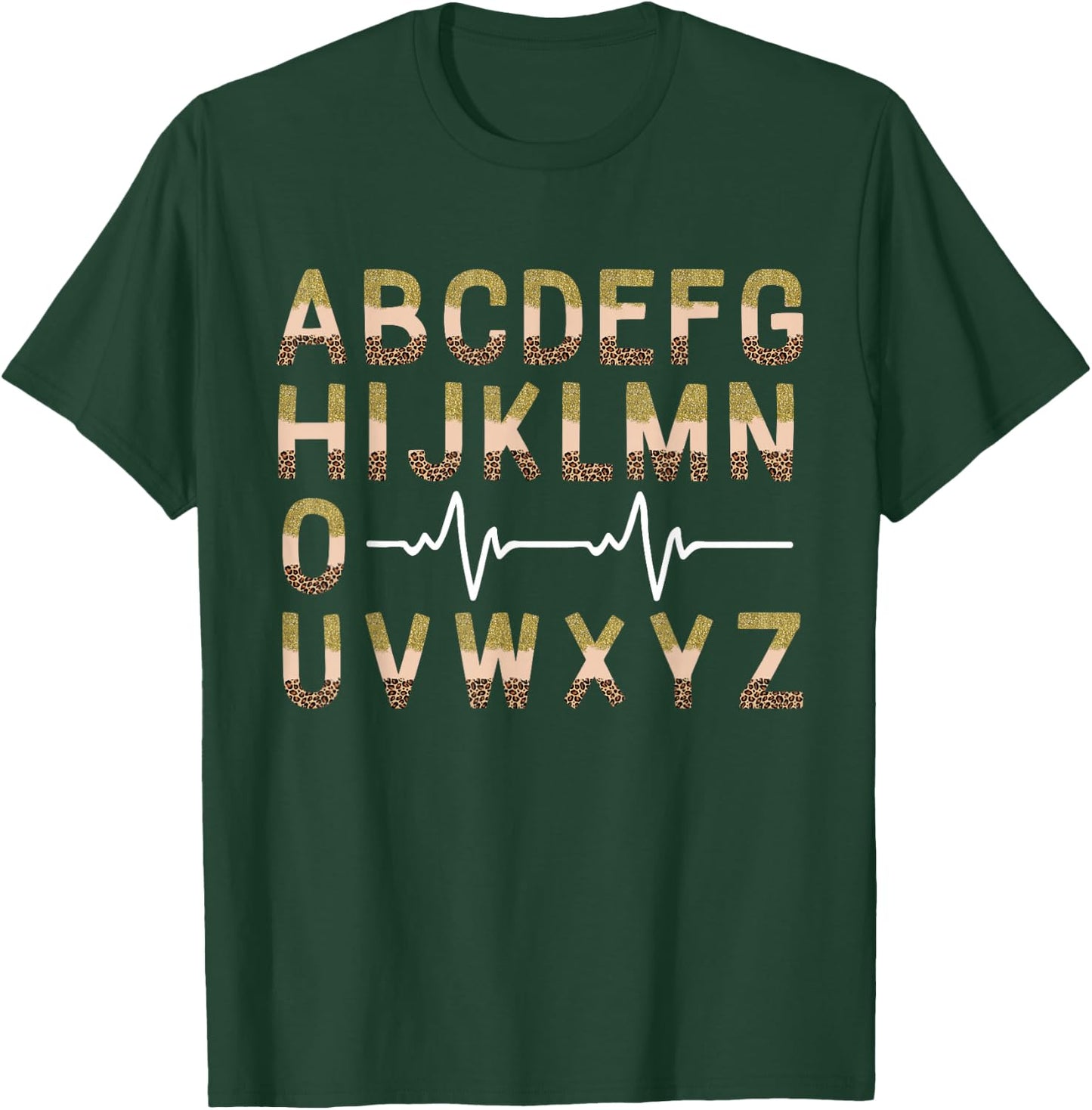 Nurse ABC's Funny PQRST EKG Heart Rhythm Leopard T-Shirt - T-Shirt | Forest
