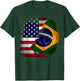 Half American Half Brazilian USA Flag Brazil America T-Shirt - T-Shirt | Forest