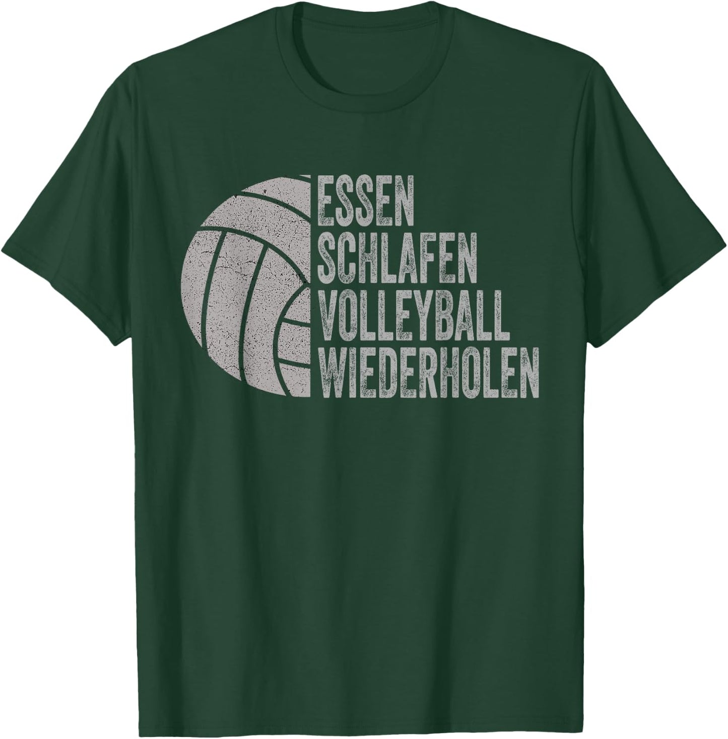 Essen Schlafen Volleyball Wiederholen , black T-Shirt - T-Shirt | Forest