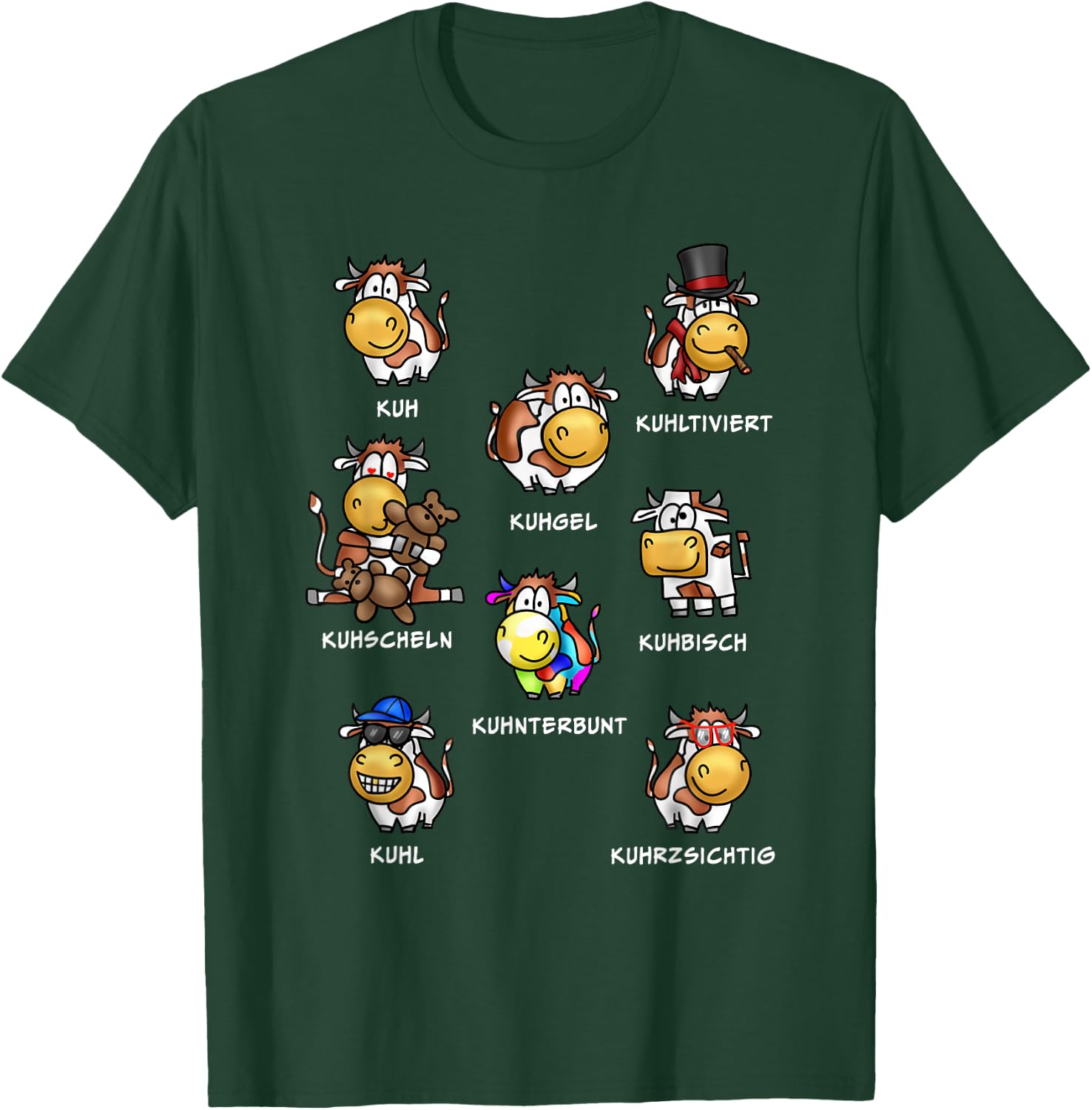 Funny Cows Herd with Wortwitz Word Game Kuhl Cow , black T-Shirt - T-Shirt | Forest