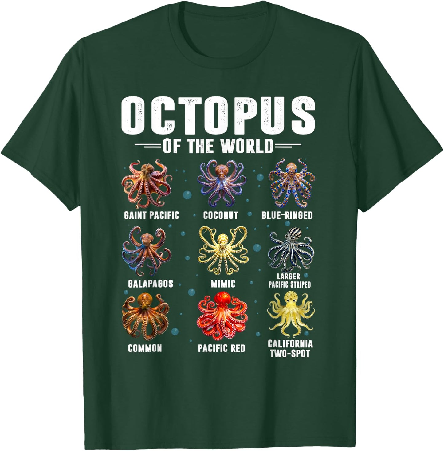 Octopus Of The World Shirt Sea Animal Educational Octopus T-Shirt - T-Shirt | Forest