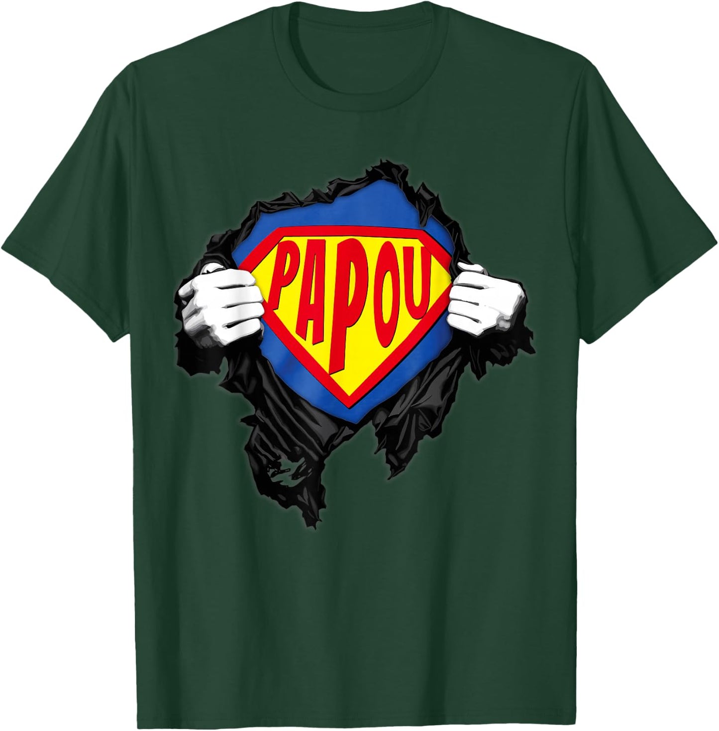Papou, Superhero Gift Humour Grandfather's Day Papou , Black, S T-Shirt - T-Shirt | Forest