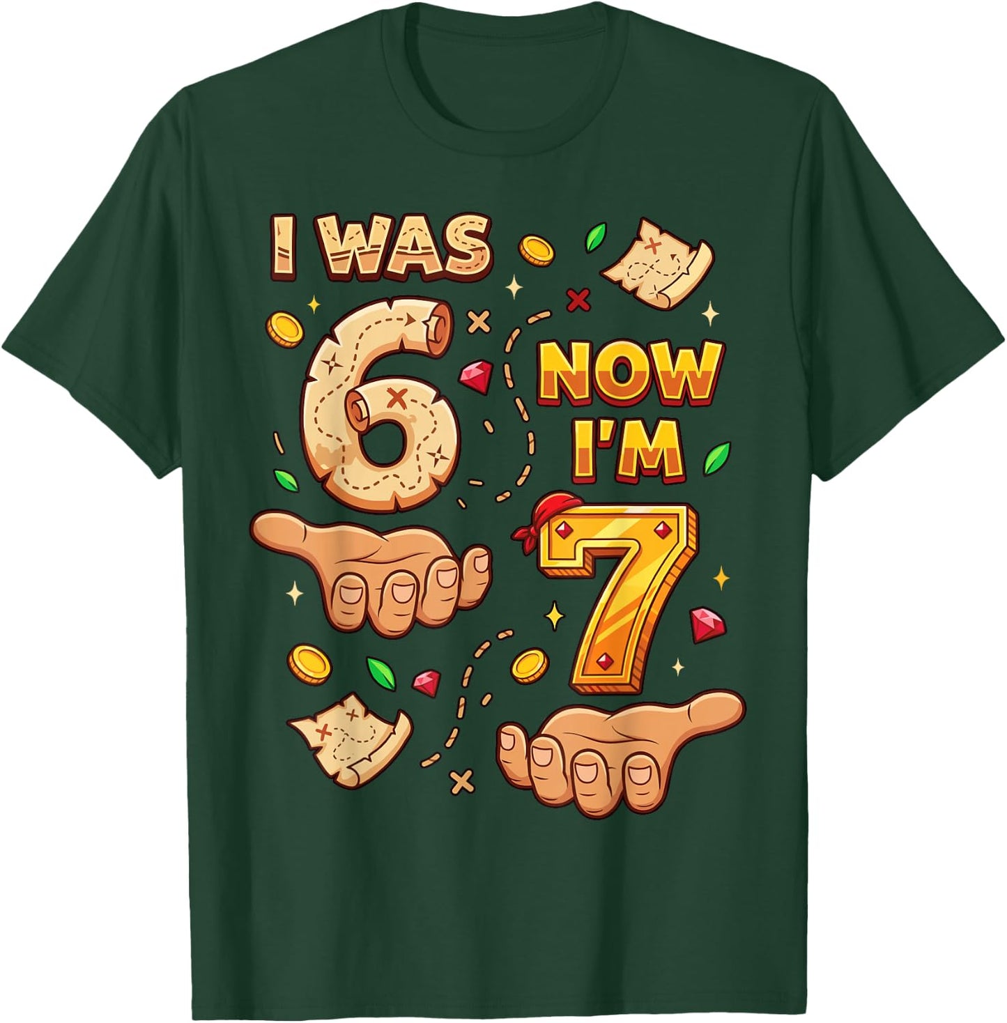 I was 6 Now I'm 7 7th Birthday 6 7 Birthday Boys T-Shirt - T-Shirt | Forest