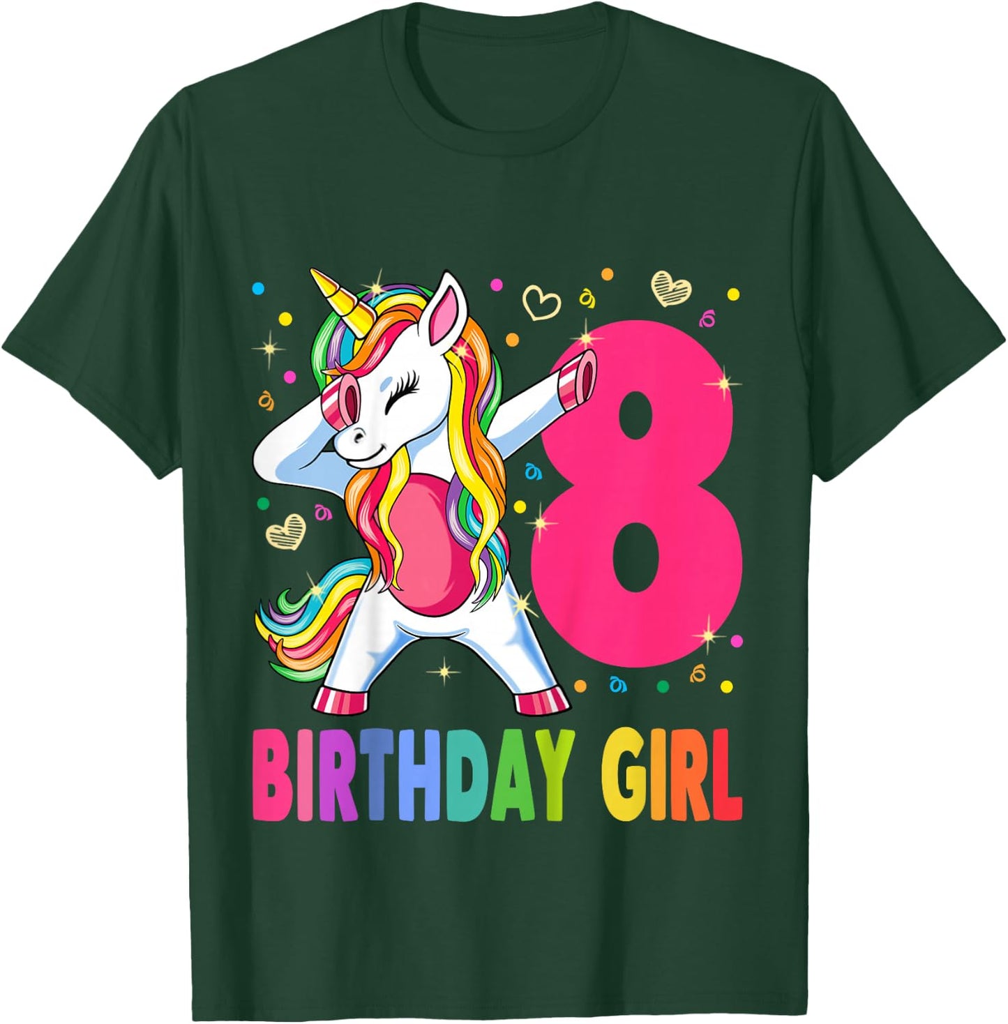 8th Birthday Girl Unicorn Shirt 8th Birthday Outfit T-Shirt - T-Shirt | Forest