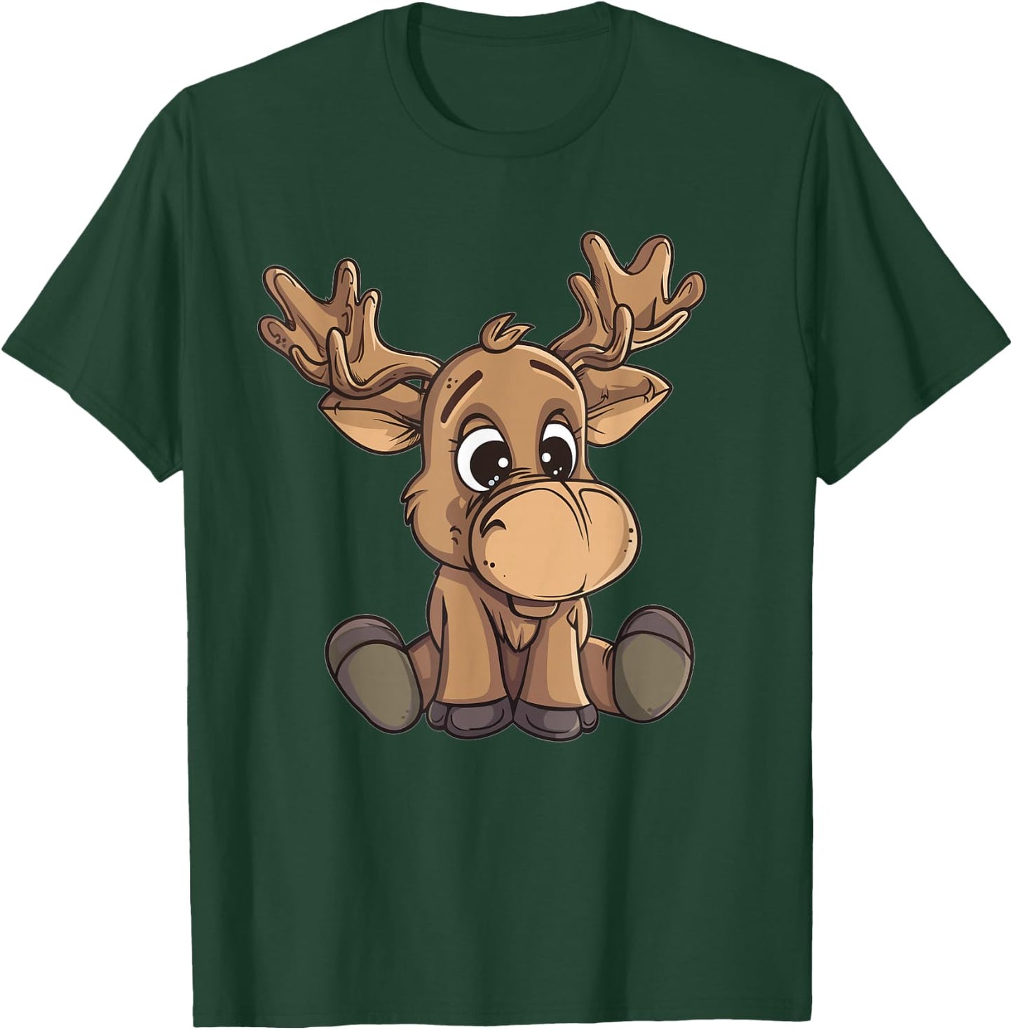 Cute Moose I Cartoon Moose T-Shirt - T-Shirt | Forest