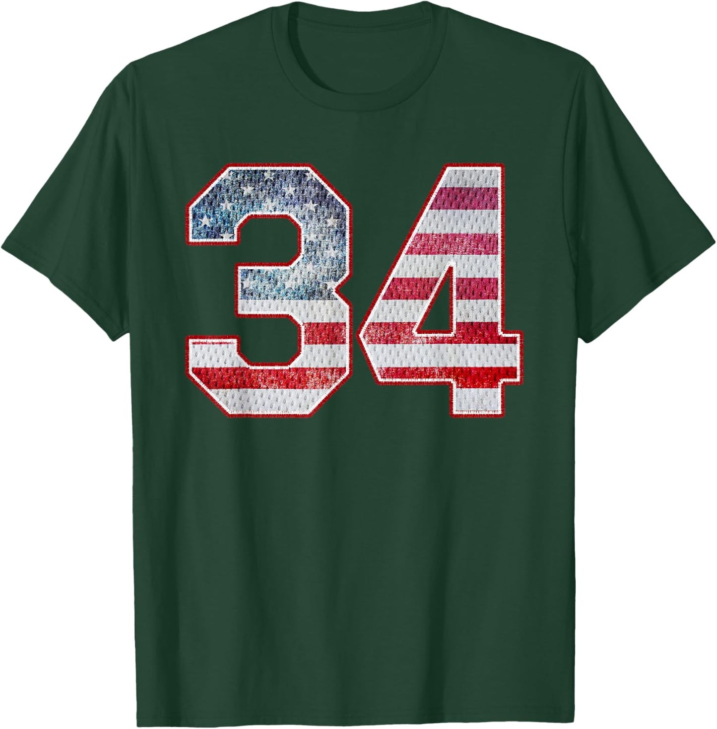 Jersey Player Number 34 Personalized Sports American Flag T-Shirt - T-Shirt | Forest
