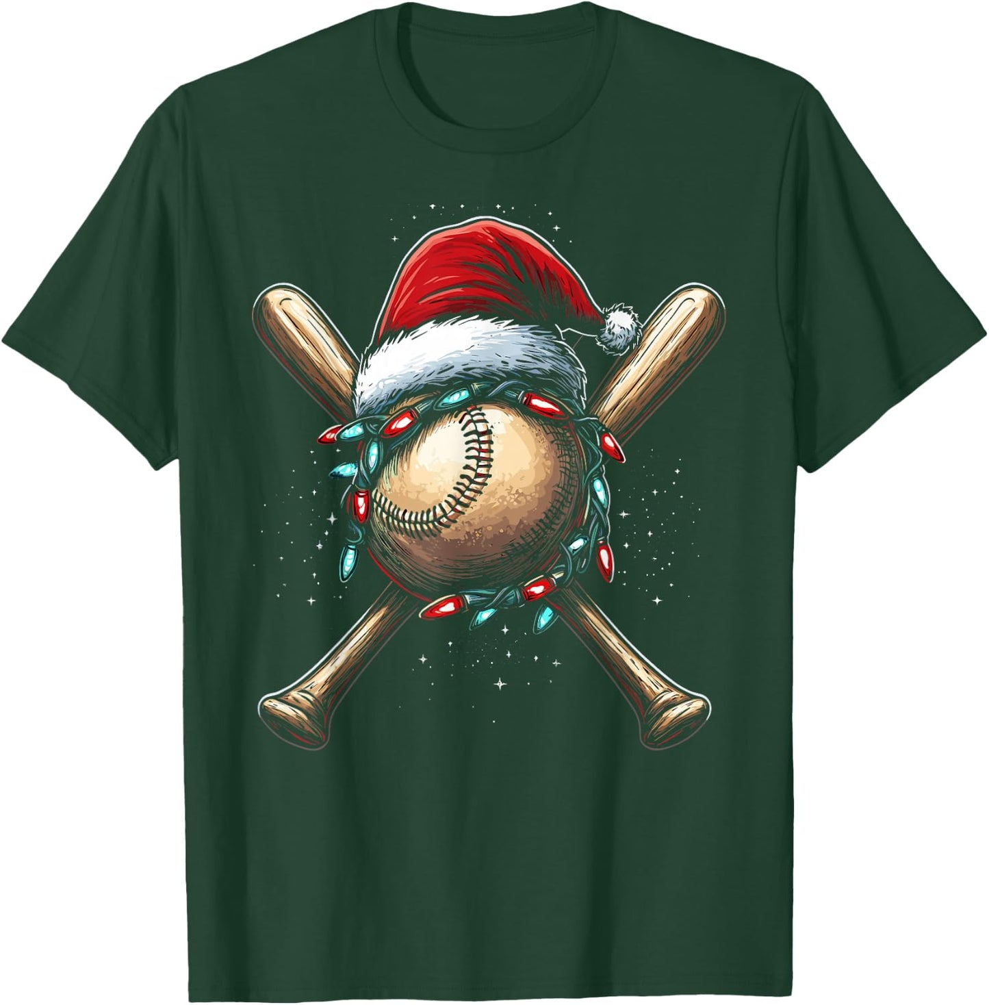 Christmas Baseball Pajama Santa Boys Girls Kids Xmas T-Shirt - T-Shirt | Forest