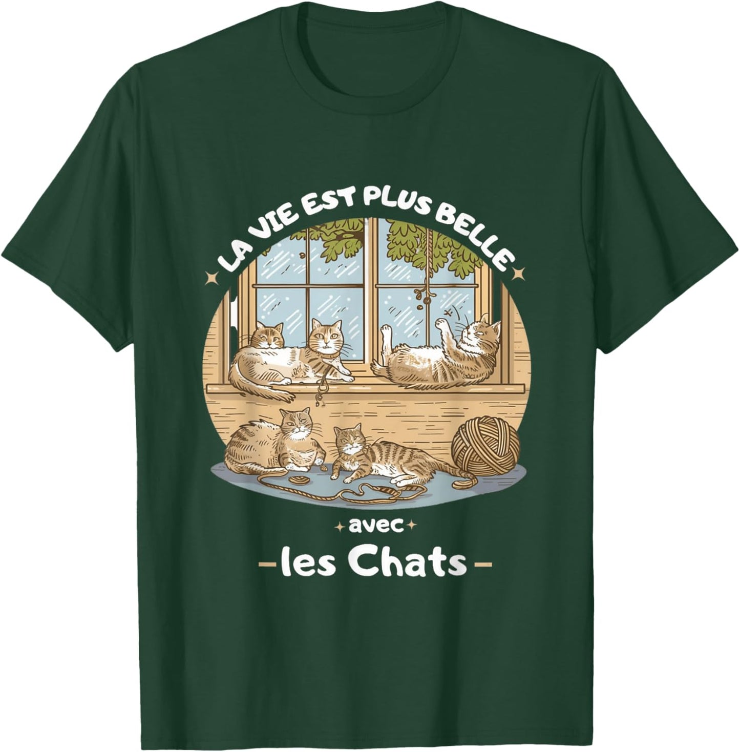 idea Citation Chats, la vie est plus belle avec les chats T-Shirt - T-Shirt | Forest