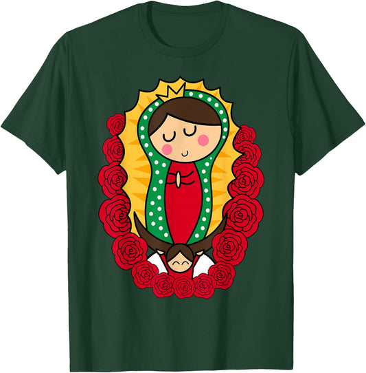 Saint Virgin Mary Cartoon Cute Chibi Christian Religious T-Shirt - T-Shirt | Forest
