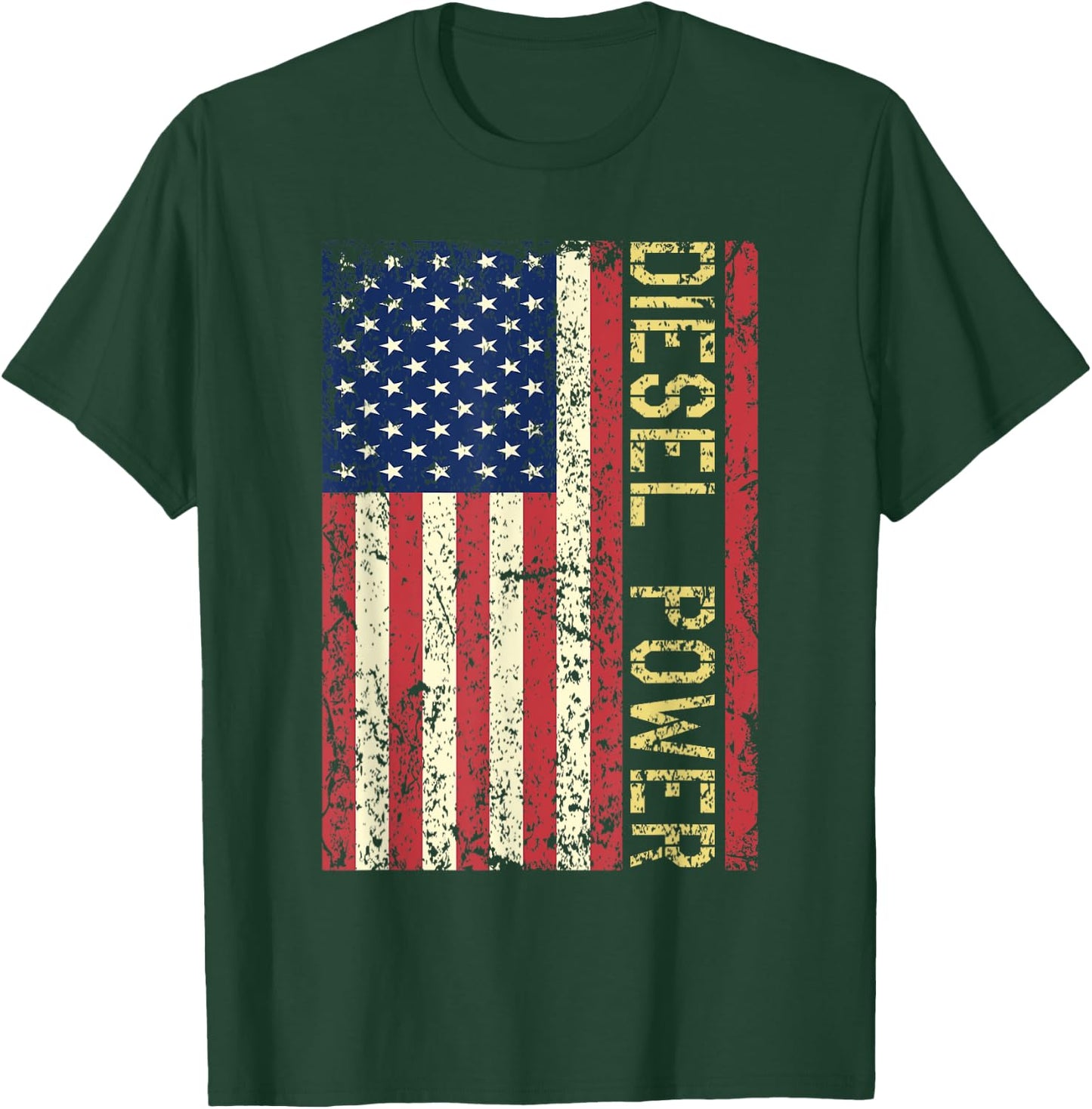Vintage USA Flag Diesel Power Patriotic Truck Turbo Mechanic T-Shirt - T-Shirt | Forest