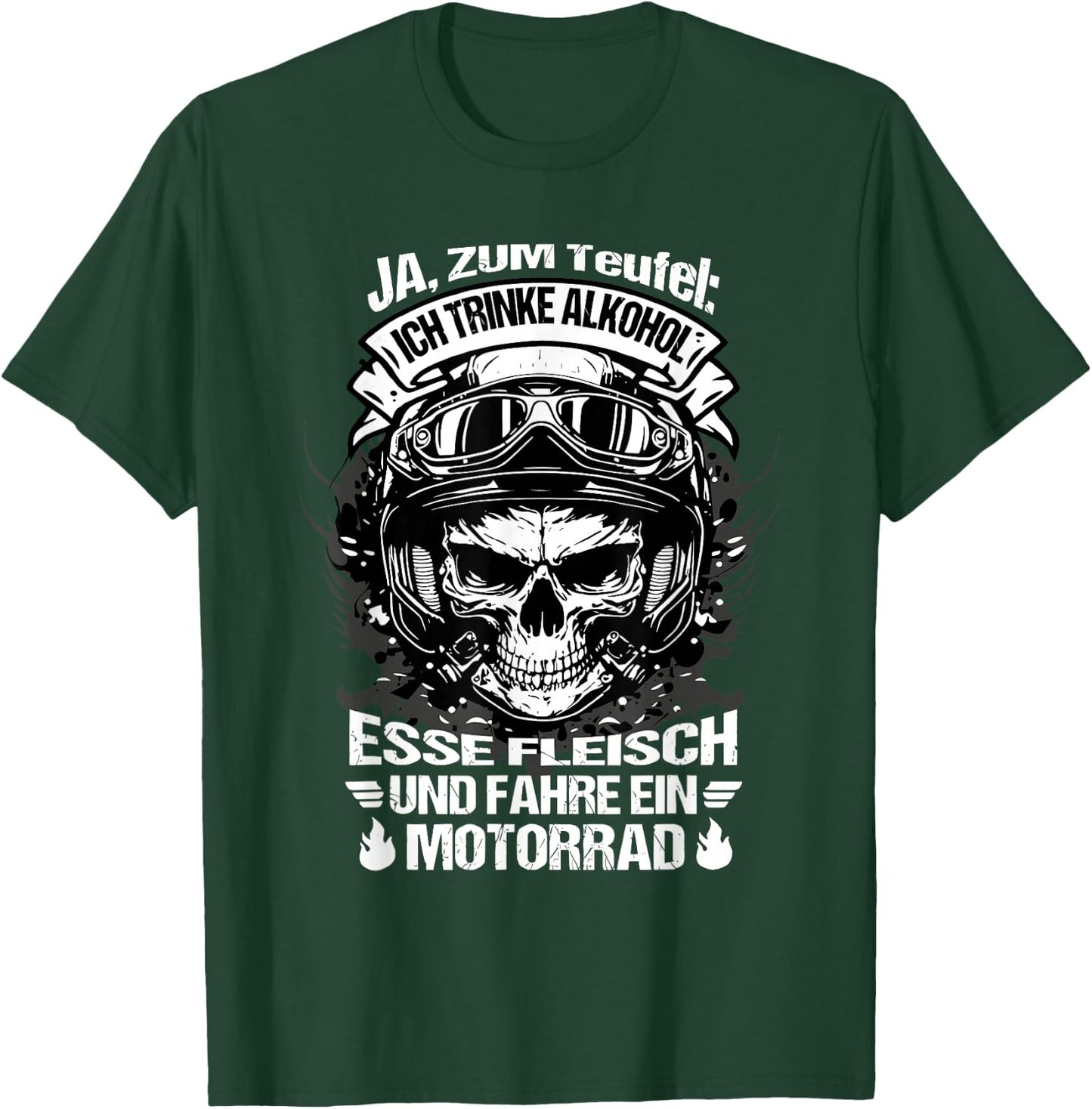 "Ja zum teufel ich trinke alkohol esse fleisch und fahre , black T-Shirt - T-Shirt | Forest