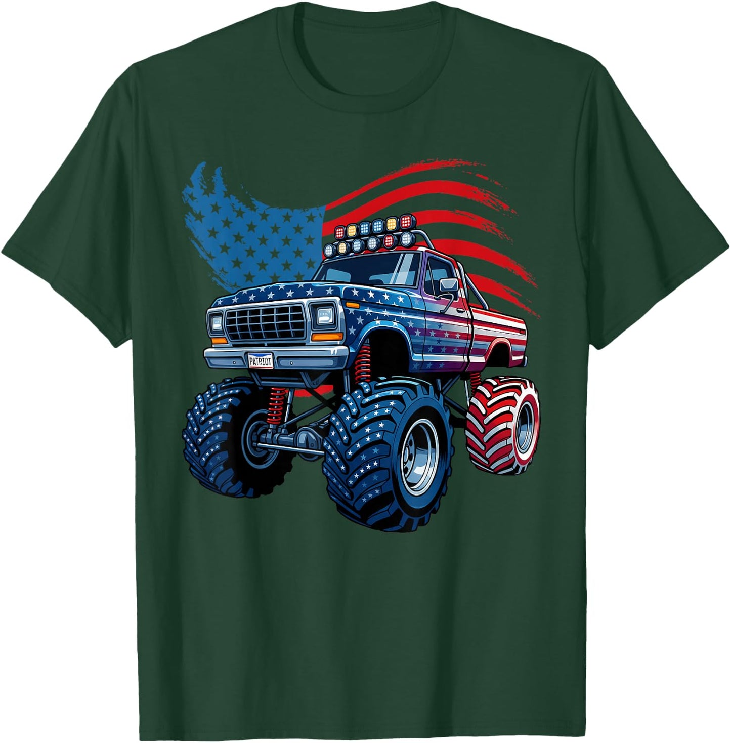 4th of July Monster Truck American Flag Boys Kids Toddler T-Shirt - T-Shirt | Forest