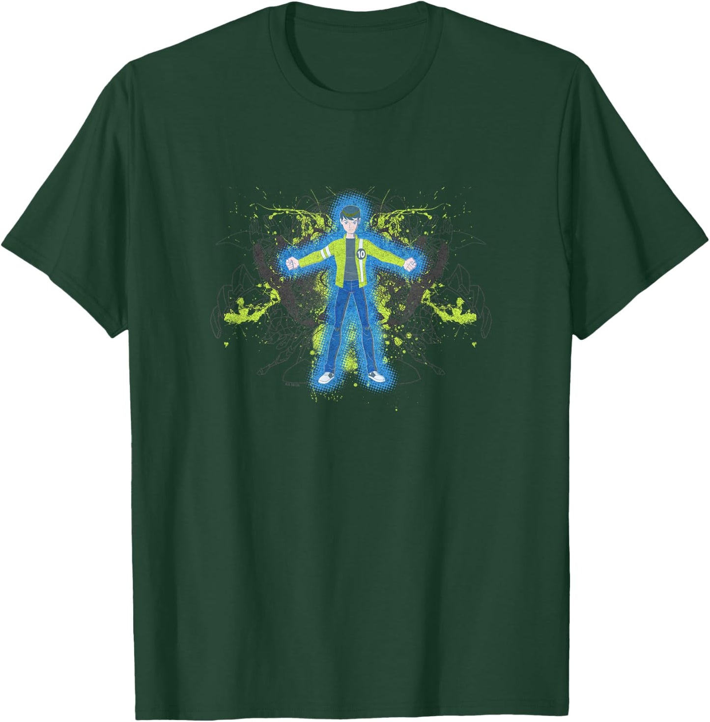 Ben 10: Alien Force Ben Tennyson Hero Time Silhouettes Retro T-Shirt - T-Shirt | Forest