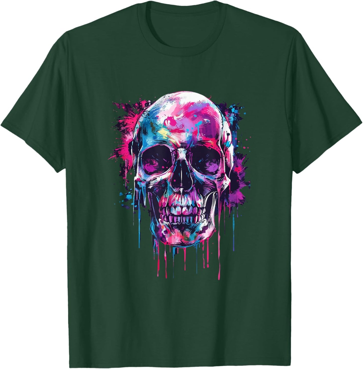 Skeleton Skull Biker Rocker Skull Punk Rock T-Shirt - T-Shirt | Forest