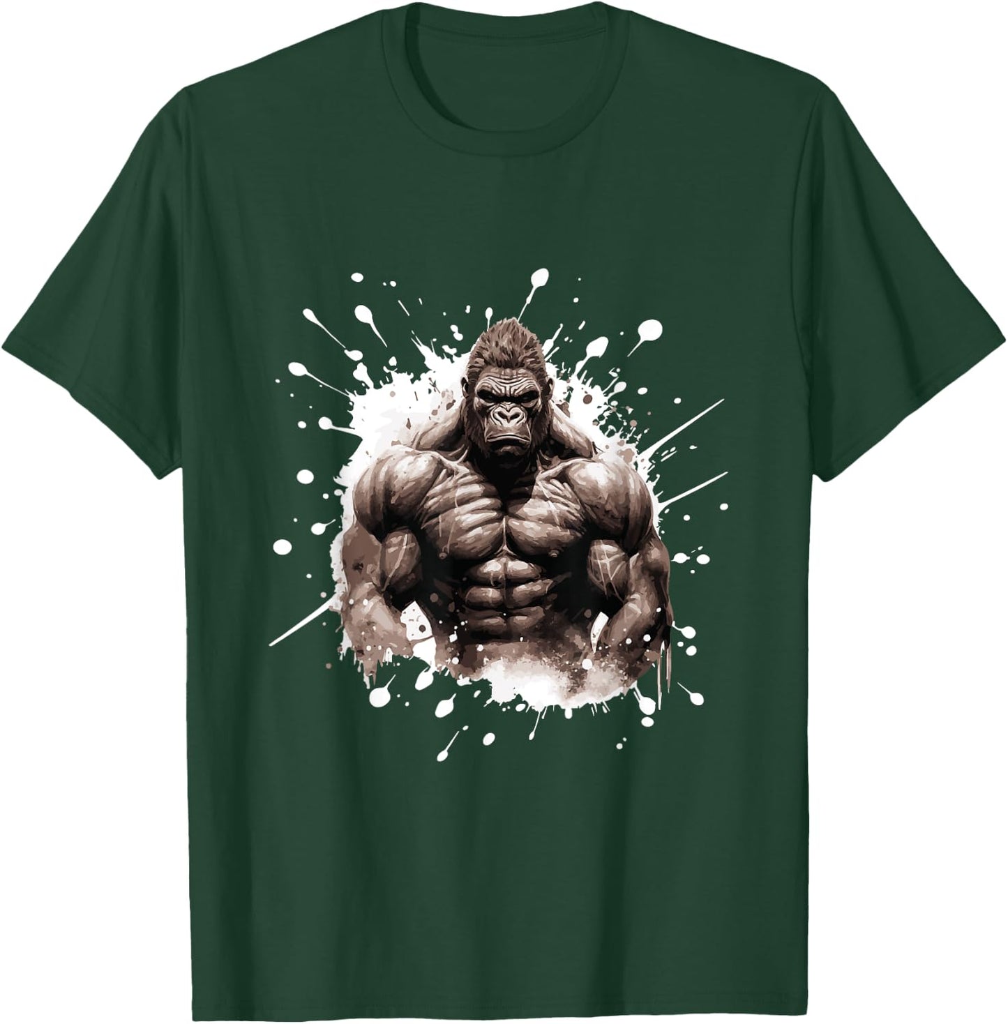 Gorilla with Muscles | Workout Gym Bodybuilding T-Shirt - T-Shirt | Forest