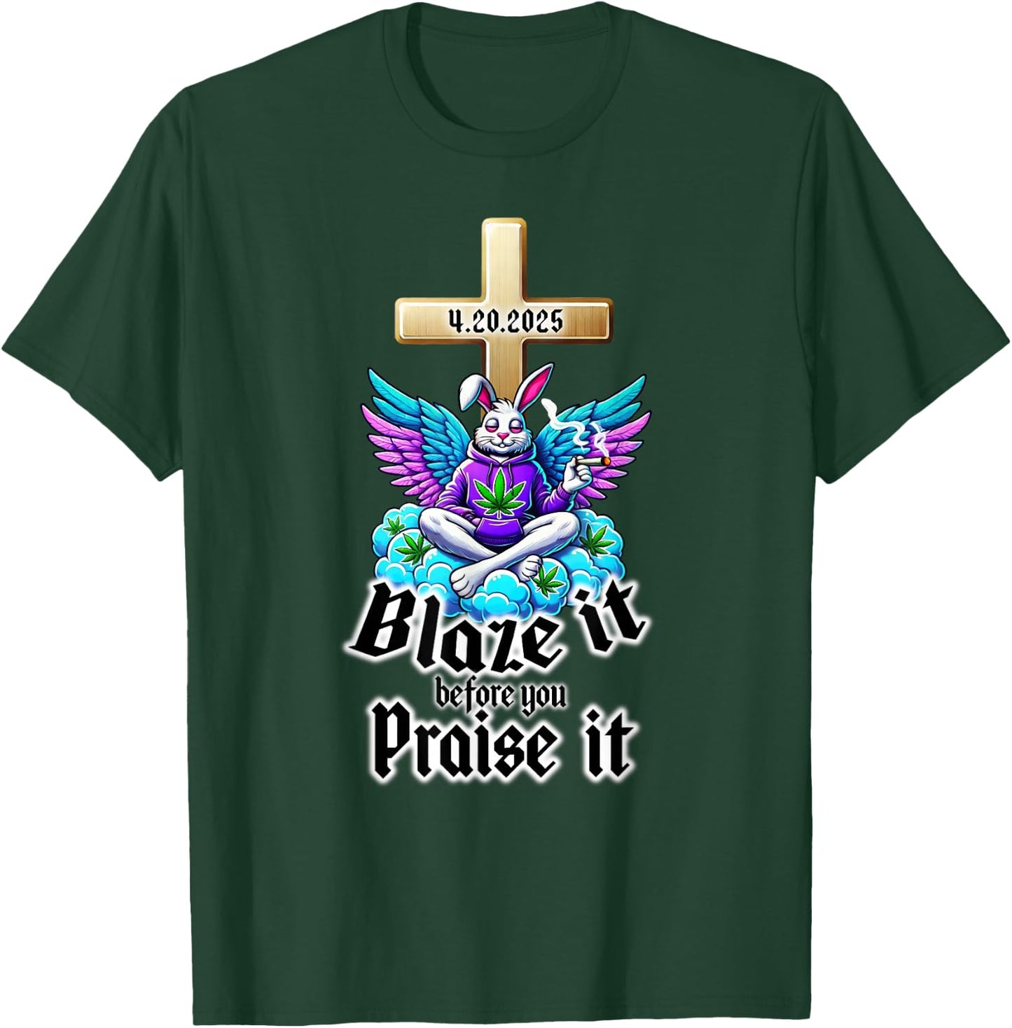 420 Easter Bunny Funny Weed Smoking Rabbit Marijuana 4/20 T-Shirt - T-Shirt | Forest