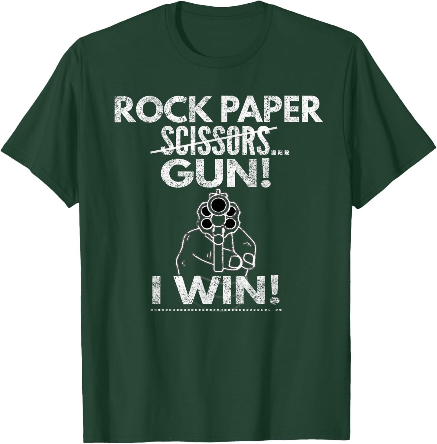 Rock Paper Scissors... Gun I Win! Distressed Look, By Yoray T-Shirt - T-Shirt | Forest