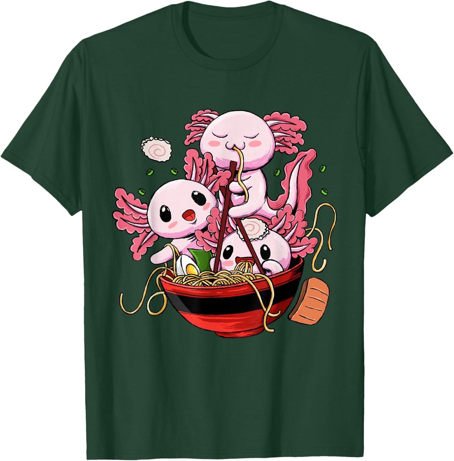 Axolotl Ramen Shirt - Kawaii Anime Axolotl Eating Ramen T-Shirt - T-Shirt | Forest