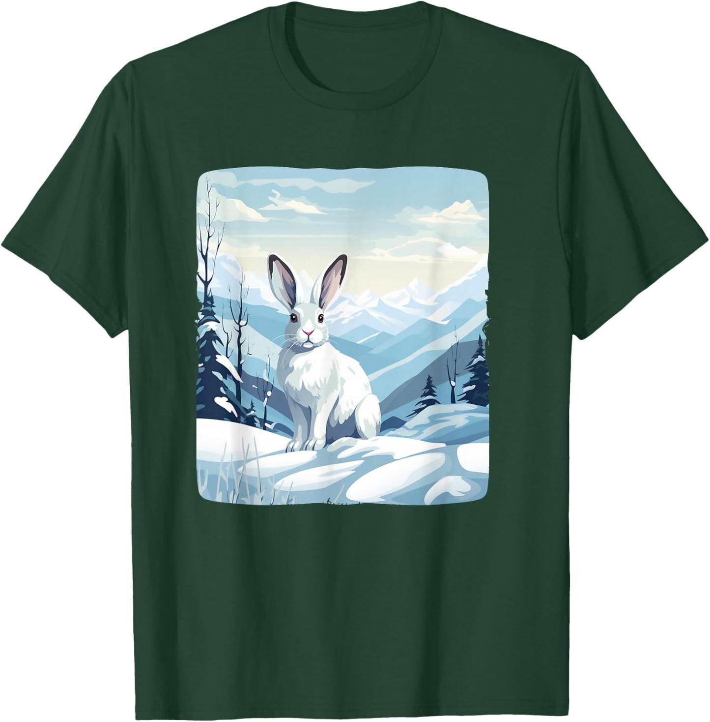 Cool Snow Mountains with Rabbit Animals for Snowshoe Rabbits T-Shirt - T-Shirt | Forest