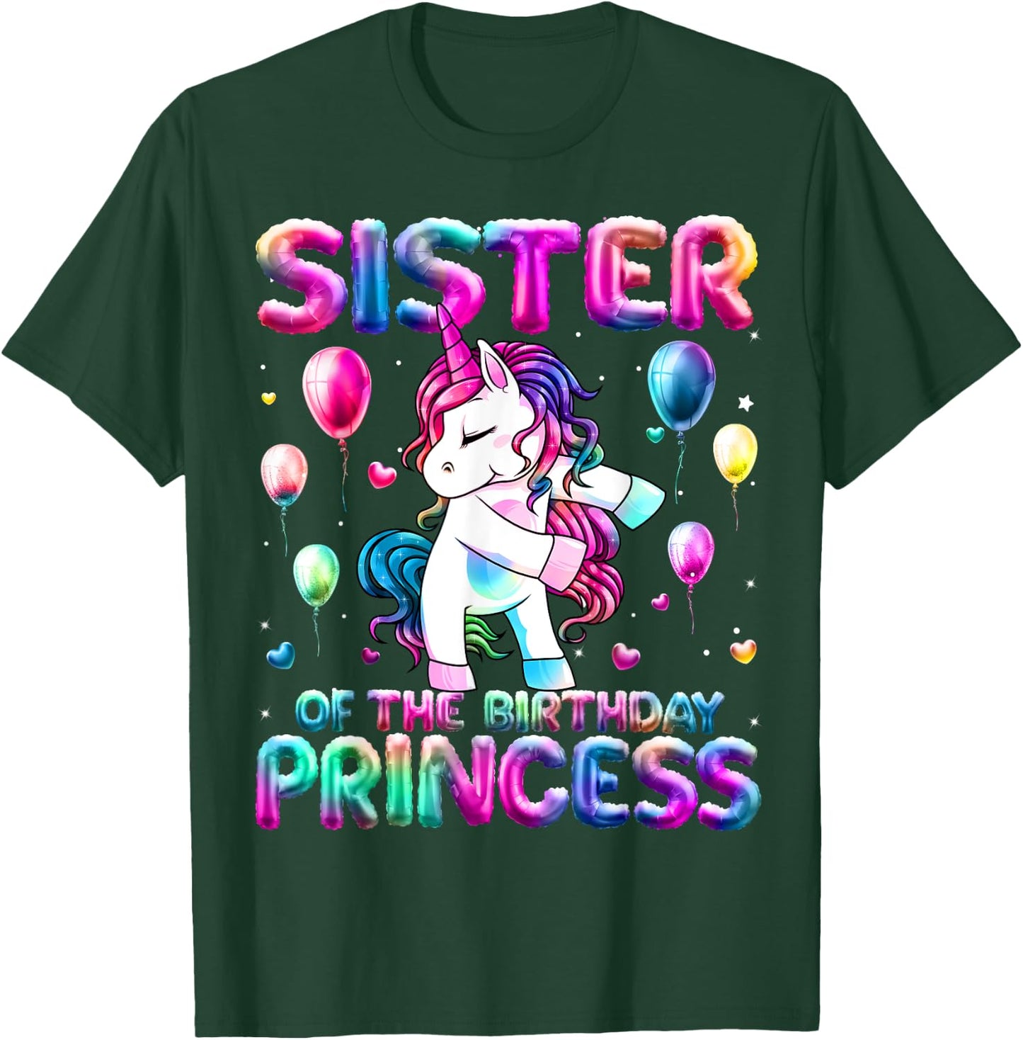 Sister of the Birthday Princess Girl Flossing Unicorn Sister T-Shirt - T-Shirt | Forest