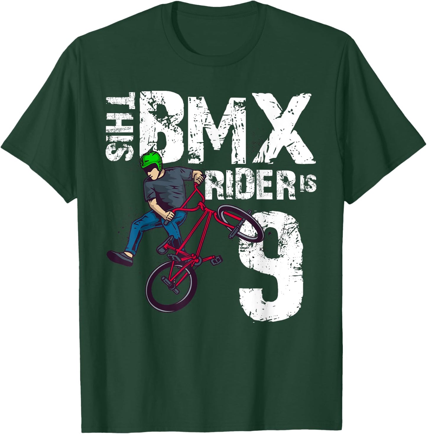Dieser BMX-Fahrer ist 9 Jahre alt, passender Geburtstags-Fahrradliebhaber T-Shirt - T-Shirt | Forest