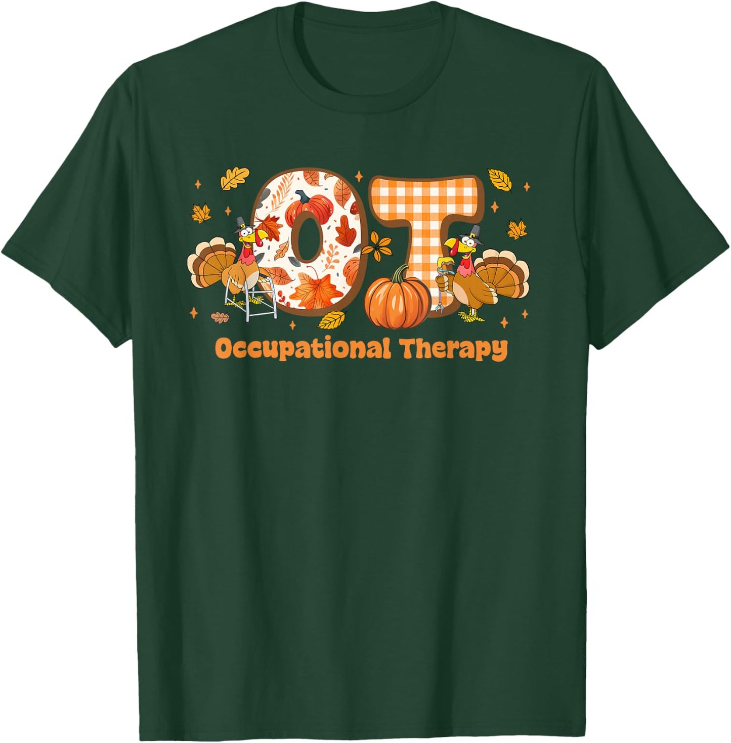 Occupational Therapy Groovy Turkey Autumn Thanksgiving T-Shirt - T-Shirt | Forest