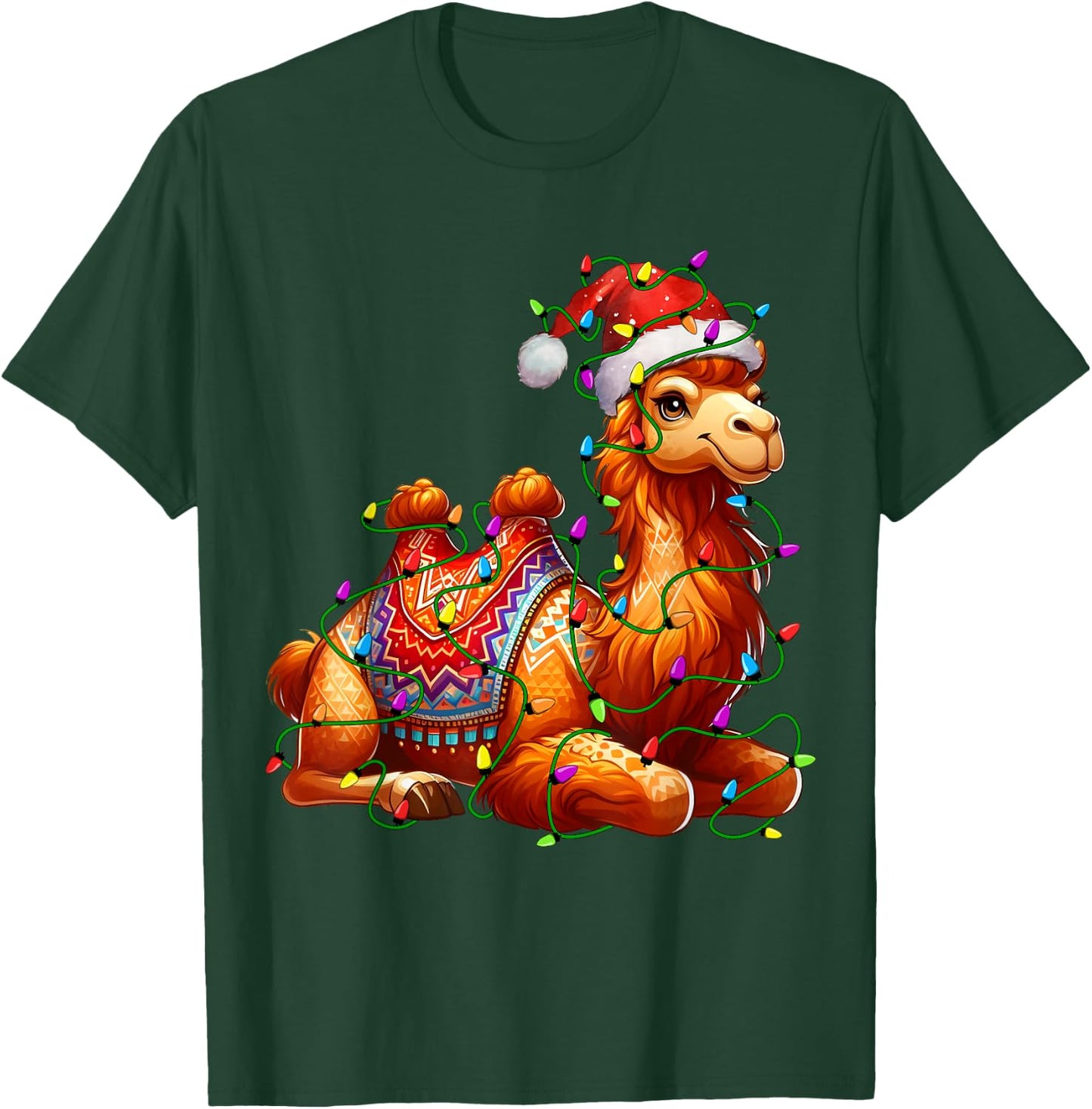 Camel Santa Christmas Tree Lighting Xmas Funny T-Shirt - T-Shirt | Forest