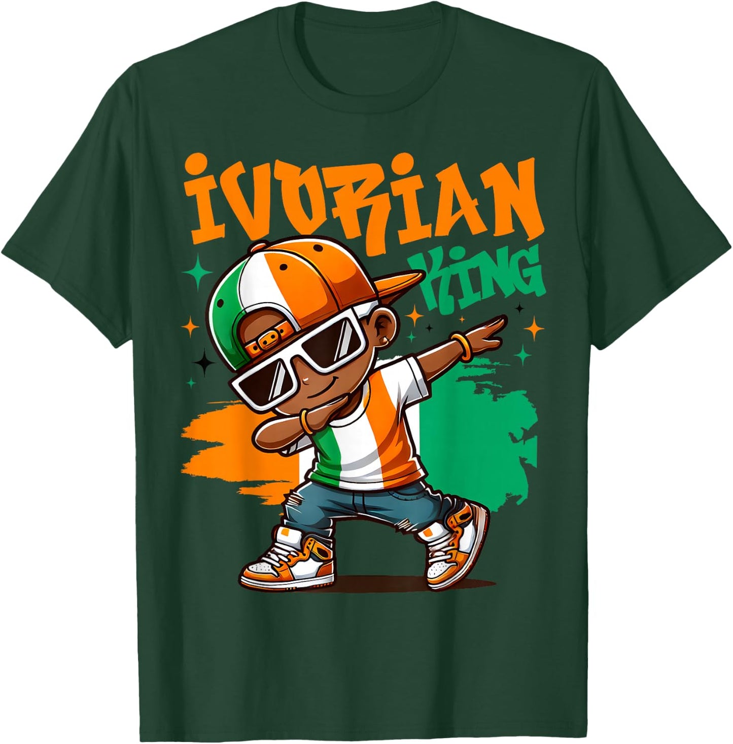 Ivory Coast Flag of King Ivorian Pride for Kids , Black, S T-Shirt - T-Shirt | Forest