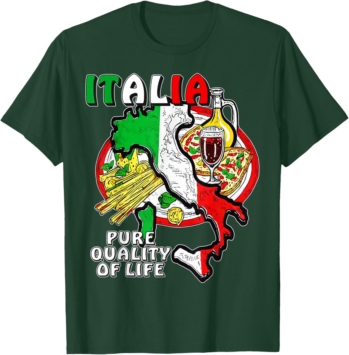 with German Text "Entdecke Italien Liebe Für Essen Kultur Geschichte Italien" [, black T-Shirt - T-Shirt | Forest