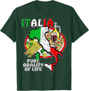 with German Text "Entdecke Italien Liebe Für Essen Kultur Geschichte Italien" [, black T-Shirt - T-Shirt | Forest