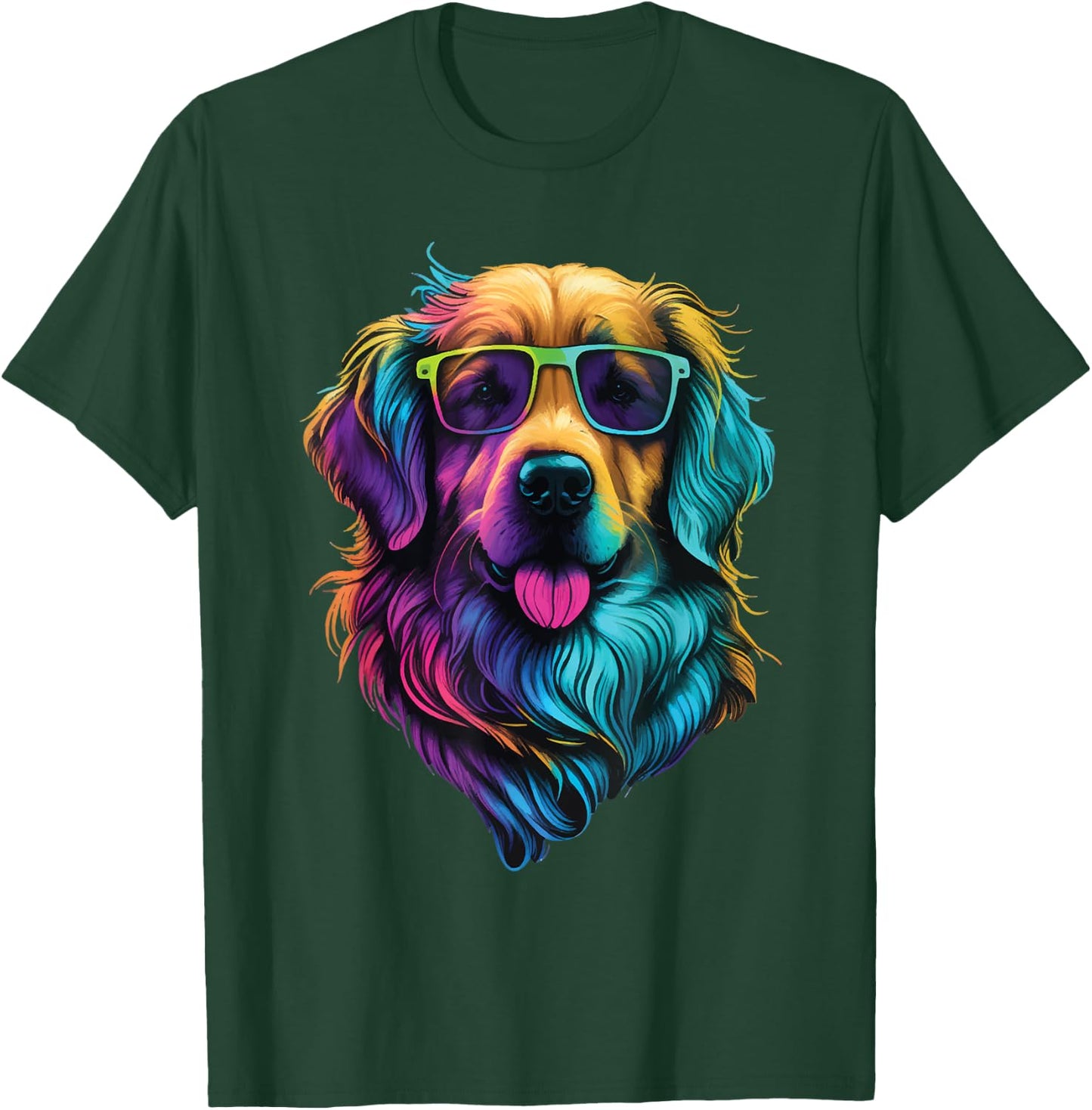Colorful Golden Retriever Art - Dog Owner Canine Lover T-Shirt - T-Shirt | Forest