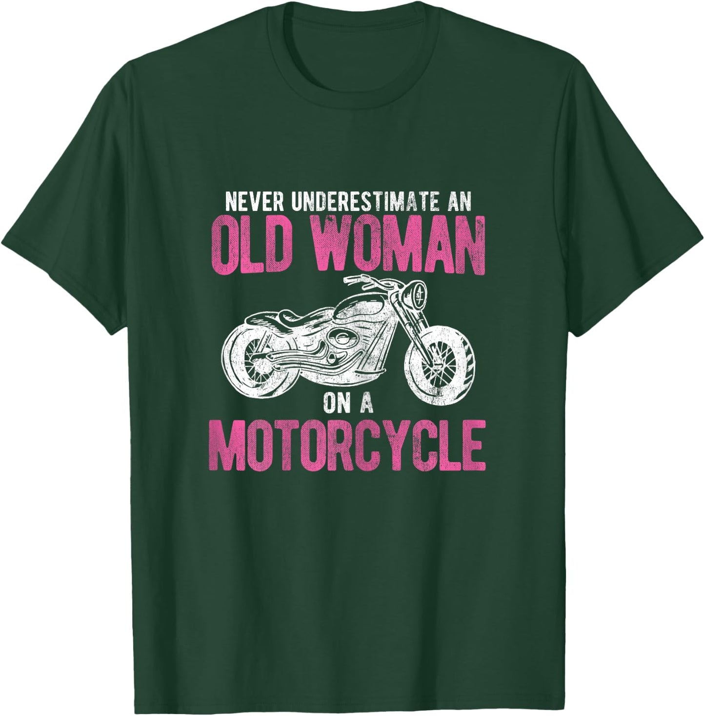 Bike Rider Old Woman On A Motorcycle T-Shirt - T-Shirt | Forest