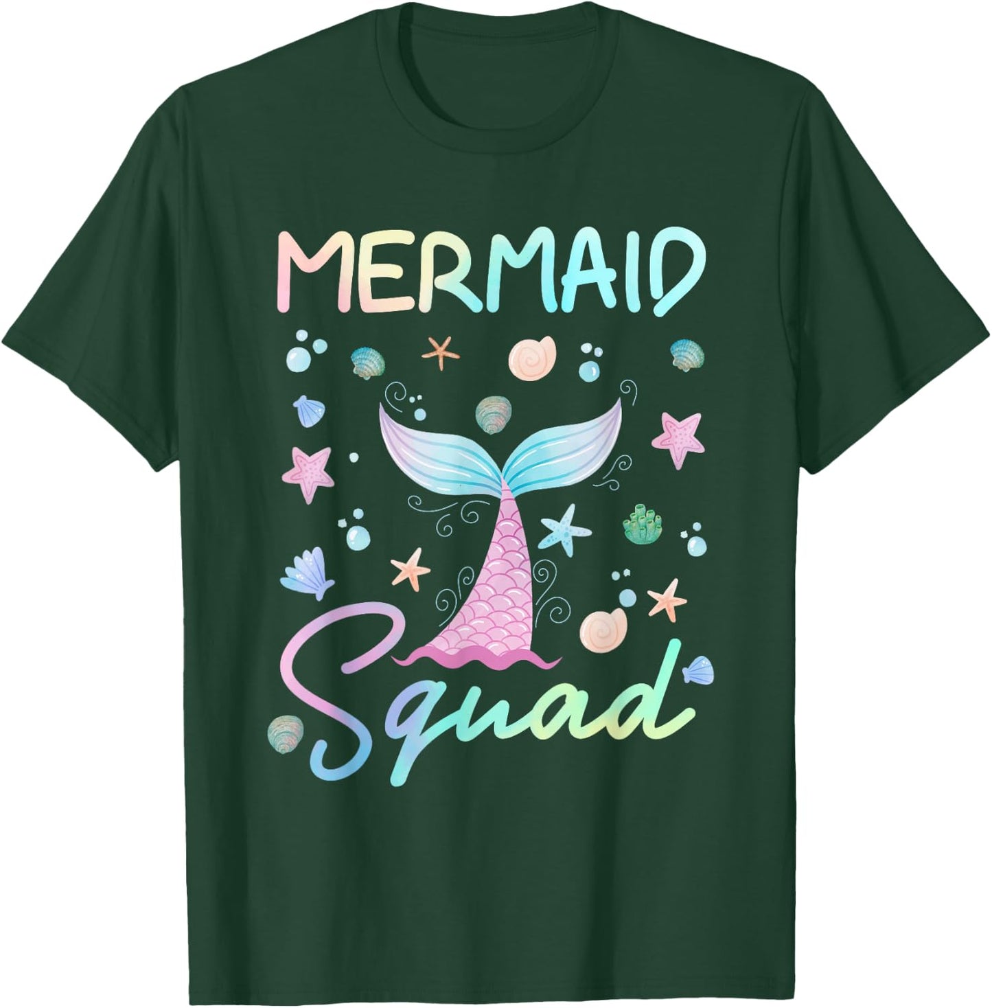 Tie Dye Mermaid Birthday Squad Family Matching Mermaid Squad T-Shirt - T-Shirt | Forest