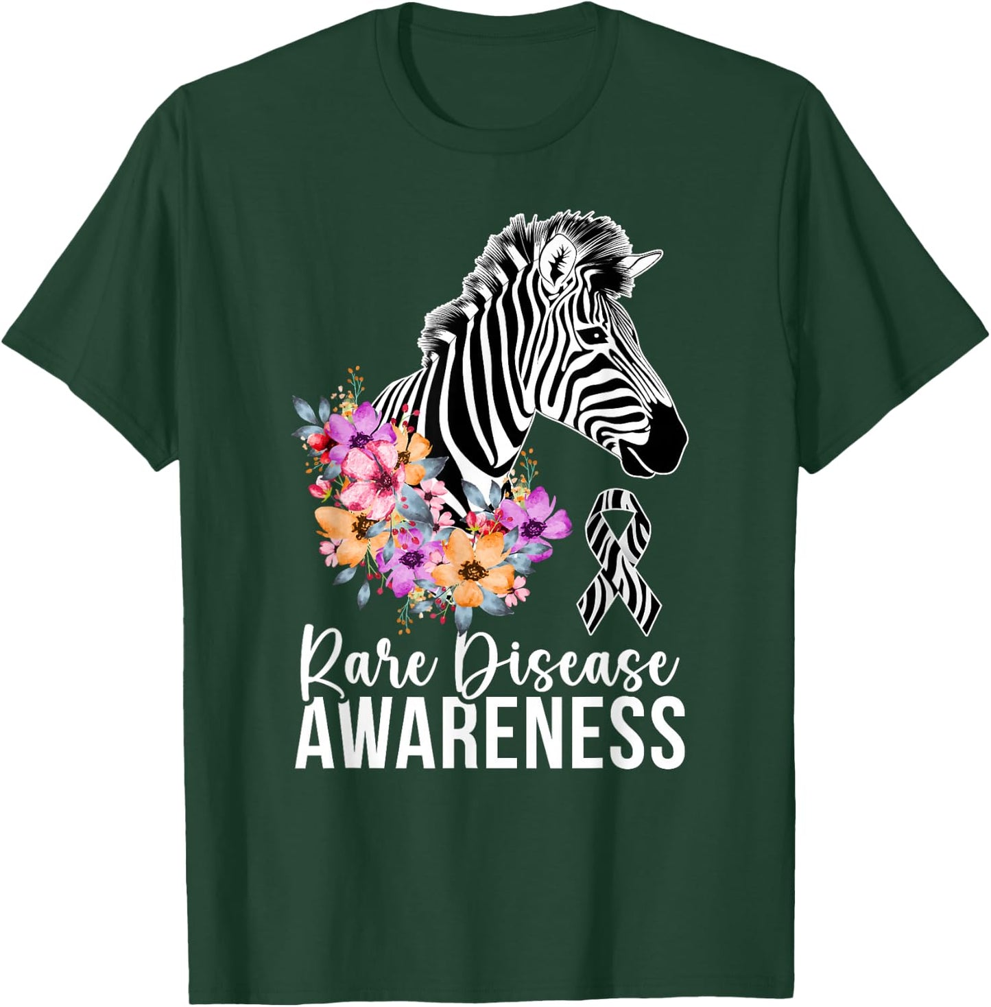Rare Disease Awareness Zebra Rare Disease Warrior T-Shirt - T-Shirt | Forest